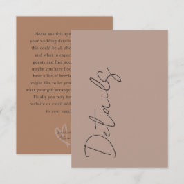 Cartão De Informações Minimal Neutral Typography Wedding Details
