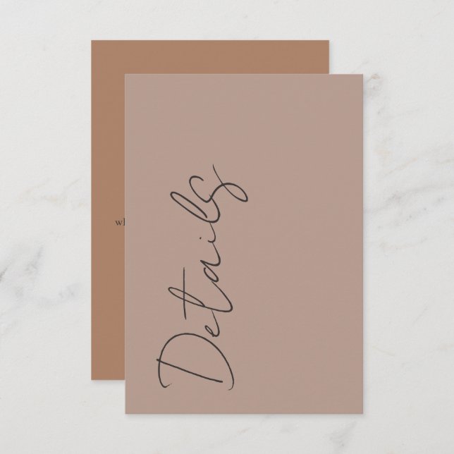 Cartão De Informações Minimal Neutral Typography Wedding Details (Frente/Verso)