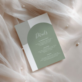 Cartão De Informações Minimal Sage Green Arch Wedding Details QR Code