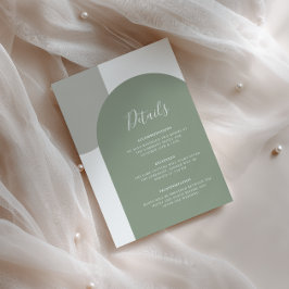 Cartão De Informações Minimal Sage Green Boho Arch Wedding Details