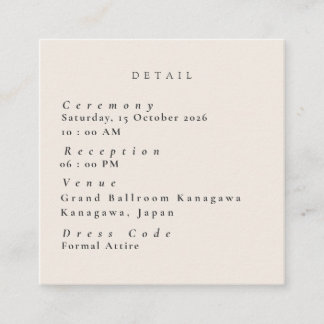 Cartão De Informações Minimalist Beige Wedding Details Enclosure Card