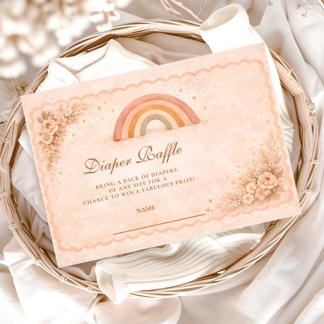 Cartão De Informações Minimalist Boho Rainbow Diapper Raffle (Criador carregado)