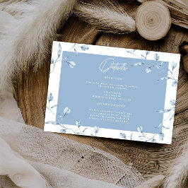 Cartão De Informações Minimalist Dusty Blue Chinoiserie Floral Wedding