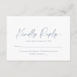 Cartão De Informações Minimalist Dusty Blue Wedding RSVP Card