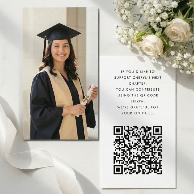 Cartão De Informações Minimalist Graduation Fund QR Enclosure Card (Criador carregado)