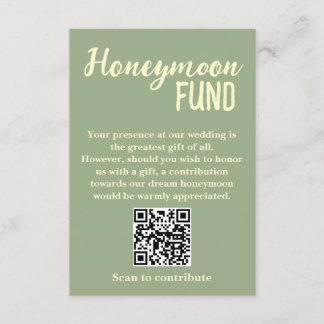Cartão De Informações Minimalist Honeymoon Fund QR Code Wedding