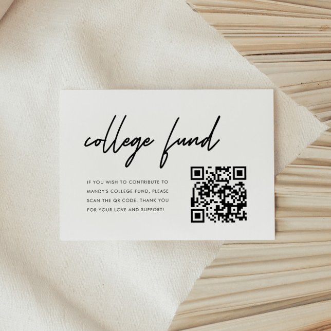 Cartão De Informações Minimalist Script Graduation College Fund QR Code (Criador carregado)