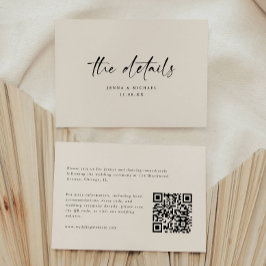 Cartão De Informações Minimalist Script QR Code Wedding Details