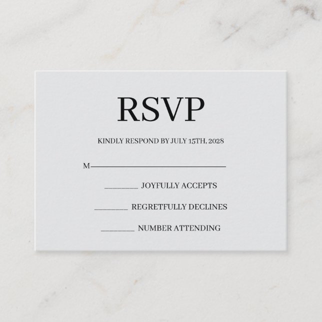 Cartão De Informações Minimalist Simple Wedding RSVP Enclosure Card (Frente)