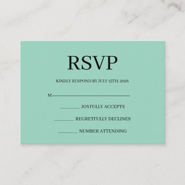 Cartão De Informações Minimalist Simple Wedding RSVP Enclosure Card (Frente)