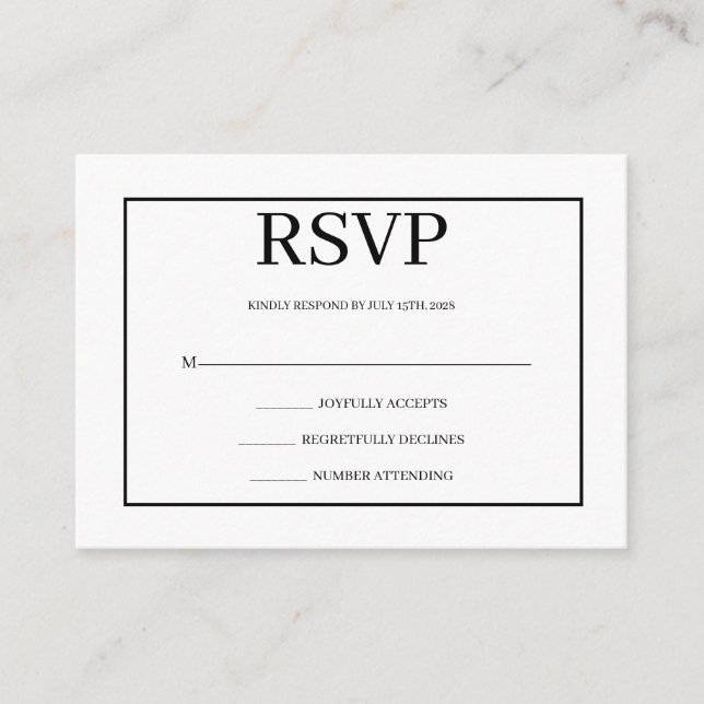 Cartão De Informações Minimalist Simple Wedding RSVP Enclosure Card (Frente)