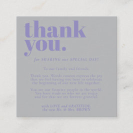 Cartão De Informações Minimalist Thank You Lavender Silver
