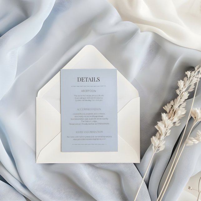 Cartão De Informações Minimalist Wedding Details Card Dusky Blue (Criador carregado)