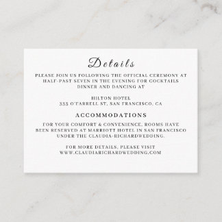 Cartão De Informações Minimalist White Wedding Enclosure Card | Earthy 