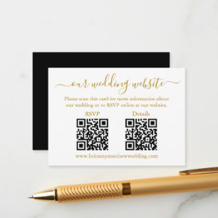 Cartão De Informações Minimalista 2 QR Detalhes de RSVP de Casamento Dou