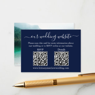 Cartão De Informações Minimalista 2 QR Detalhes de RSVP de Casamento Fot