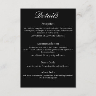 Cartão De Informações Minimalista atemporal preto e branco