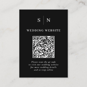 Cartão De Informações Minimalista e Chic   Casamento Código QR Preto