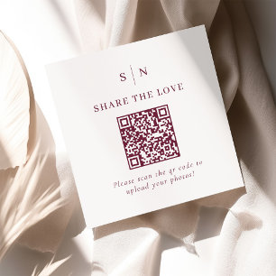 Cartão De Informações Minimalista e Chic   Código QR Casamento Compartil
