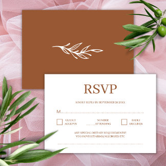 Cartão De Informações Minimalista Moderno RSVP de Casamento em Terracota