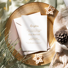 Cartão De Informações Minimalista simples|Recepção de casamento Dourada