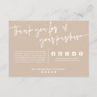 Mínimo Boho Beige Earth Obrigado Pacote Inserir