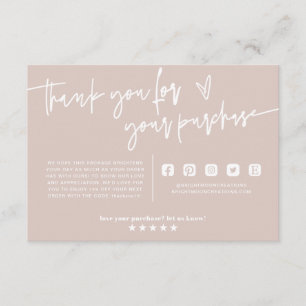 Cartão De Informações Mínimo Boho Blush Pink Obrigado Pacote Inserir 