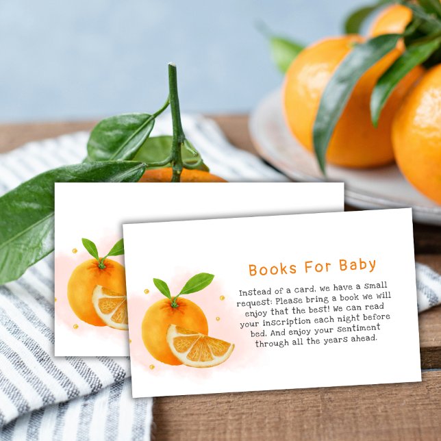 Cartão De Informações Mínimo De Citrinos De Laranja Doce Para Chá de fra (Minimal Sweet Orange Citrus Books For Baby Shower Enclosure Card)