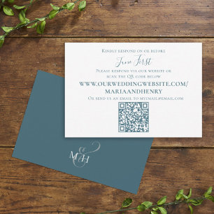 Cartão De Informações Mínimo de Código QR Azul Elegante Simples e Minima