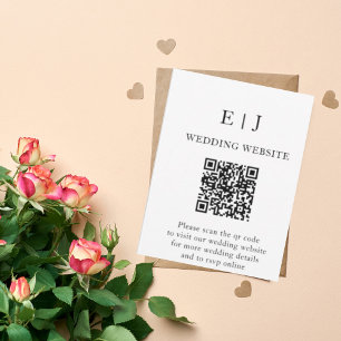 Cartão De Informações Mínimo e Chic Branco e Preto Casamento