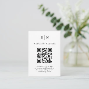 Cartão De Informações Mínimo e Chic Casamento Branco e Preto