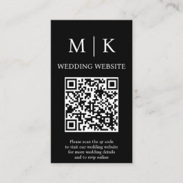 Cartão De Informações Mínimo e Chic | Casamento de Código QR Preto e Bra