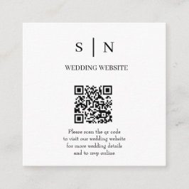 Cartão De Informações Mínimo e Chic | Código QR branco e preto