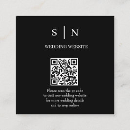Cartão De Informações Mínimo e Chic | Código QR preto e branco