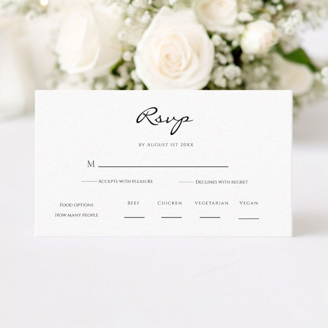 Cartão De Informações Mínimo e Chic | VP de Casamento Negro e Branco (modern casual tie the knot wedding rsvp card , simple and minimalistic )