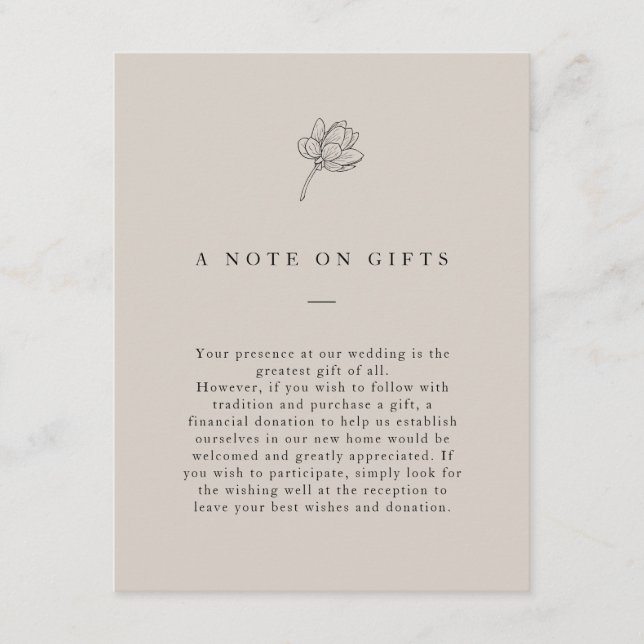 Cartão De Informações Mínimo Floral Neutro Presentes Desejando Bem Enclo (Frente)