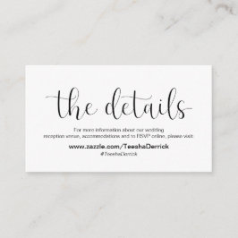 Cartão De Informações Mínimo, fonte preta, detalhes do casamento