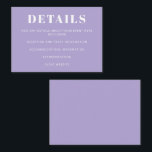 Cartão De Informações Mínimo Moderno Bat Mitzvah Lavanda Roxo<br><div class="desc">Placa de receptáculo roxa de Lavanda Mínima Moderna Bat Mitzvah</div>