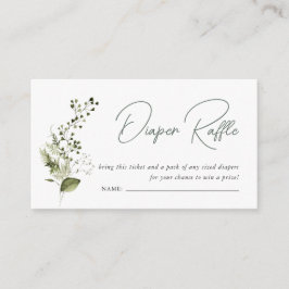 Cartão De Informações Mínimo Moderno | Primavera Greenery Fralda Raffle