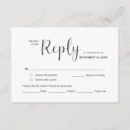 Cartão De Informações Mínimo Moderno, RSVP, Fonte Preta, Responder