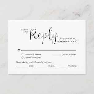 Cartão De Informações Mínimo Moderno, RSVP, Fonte Preta, Responder