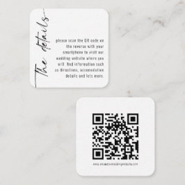 Cartão De Informações Minitamanho Caligrafia Código QR Qualquer Casament