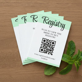 Cartão De Informações Mint to Be QR Code Wedding Registry Bridal Shower