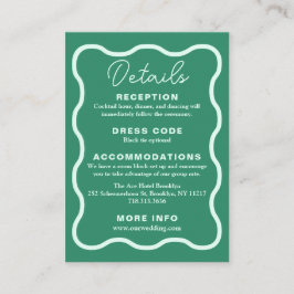 Cartão De Informações Mint Wavy Retro Wedding