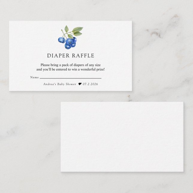 Cartão De Informações mirtilo | Chá de fraldas doce (Frente/Verso)