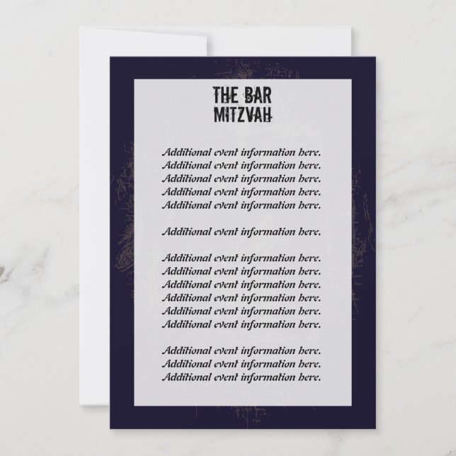 Cartão de Informações Mitzvah para o Bar de Banda  (Frente)