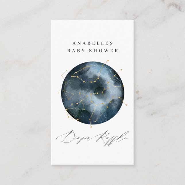 Cartão De Informações Moa aquosa Celestial e rifa de fralda (Frente)