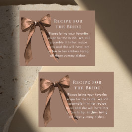 Cartão De Informações Mocha Brown Bow Recipe Request Bridal Shower