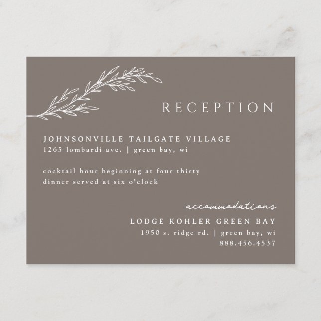 Cartão De Informações Mocha Moderno Detalhes Florais Botânicos Estencios (Frente)