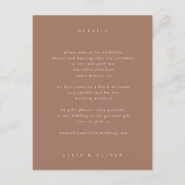 Cartão De Informações Mocha Mousse Boho Foto Moderna de Casamento